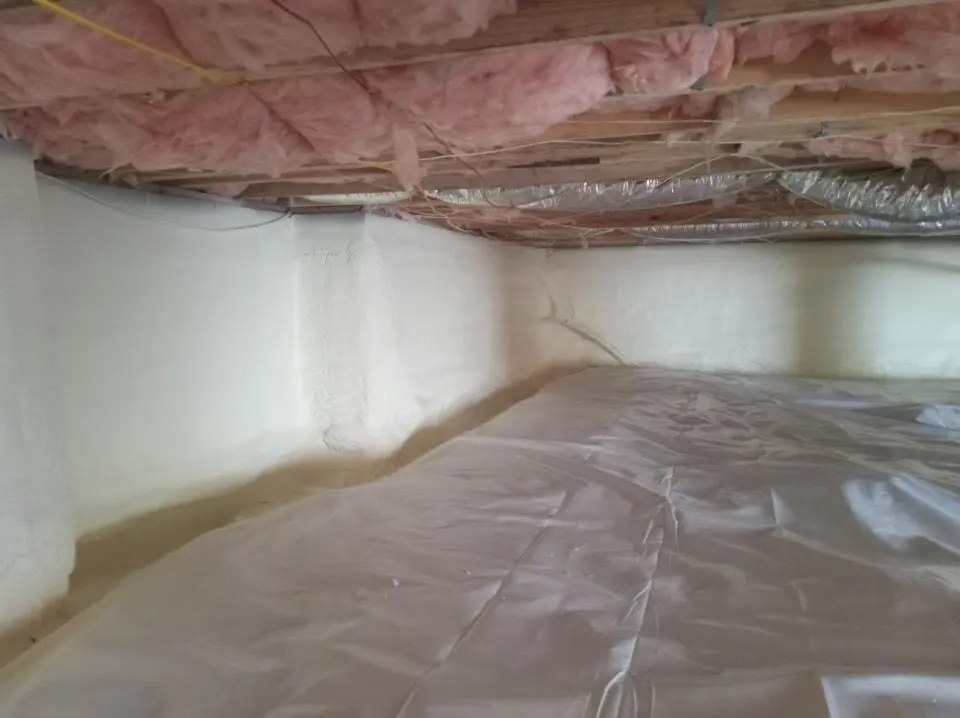 Crawl space encapsulation with closed-cell spray foam for Storm Damage Roof Repair in Braintree Town